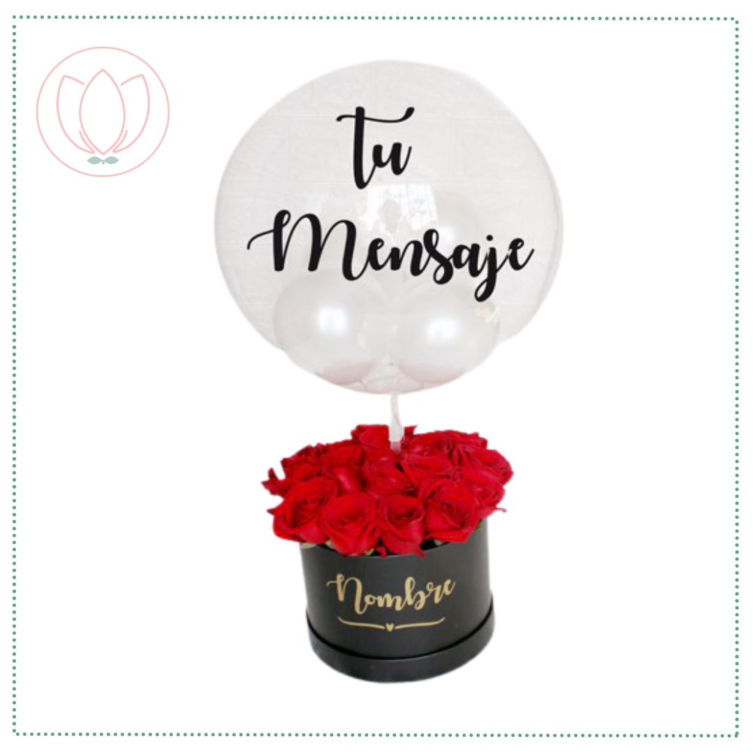 Box de 12 Rosas + Globo Personalizado